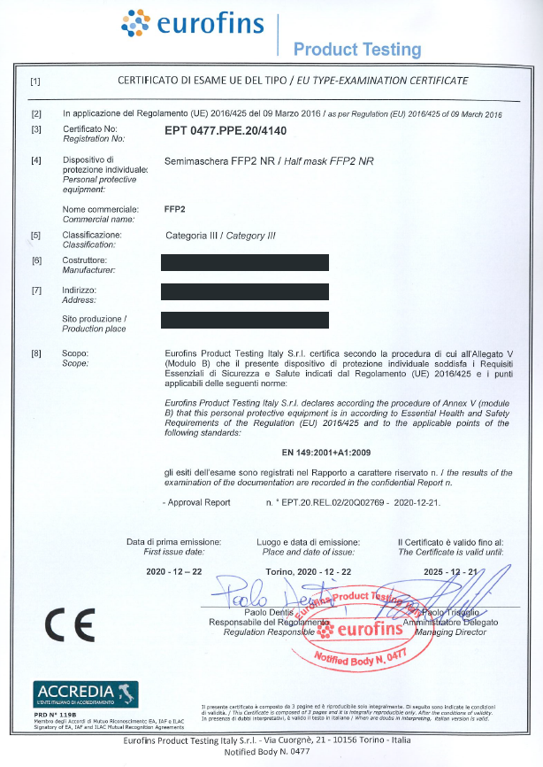 Mascherina FFP2 con antiappannamento 1pz